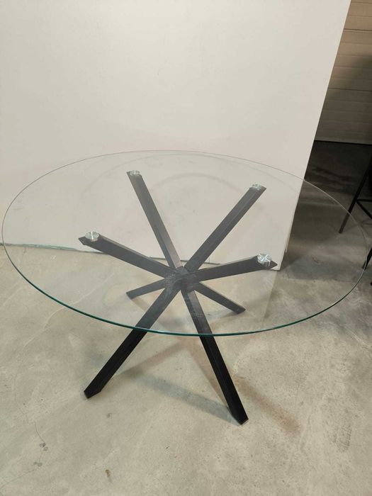Mesa vidro com pé preto - Nova