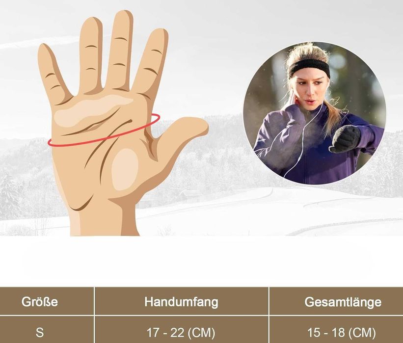 Rękawiczki sportowe zimowe dotykowe do biegania unisex rozmiar S