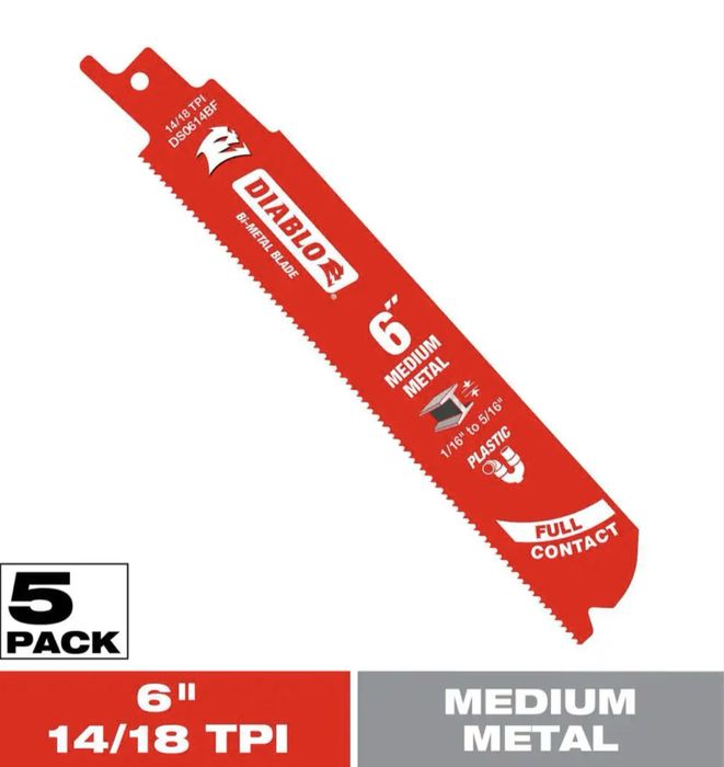 DIABLO біметалічні пиляльні полотна 6 дюймів 14/18 TPI Steel Demon 5шт