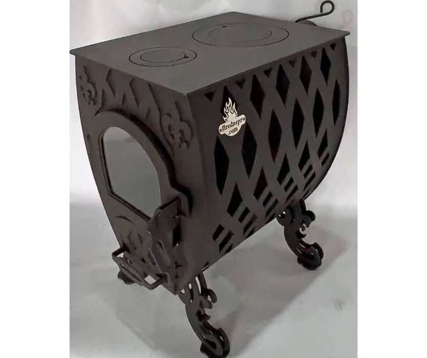 Буржуйка тривалого горіння "Фаберже" зі склом для дома, дачі, кафе