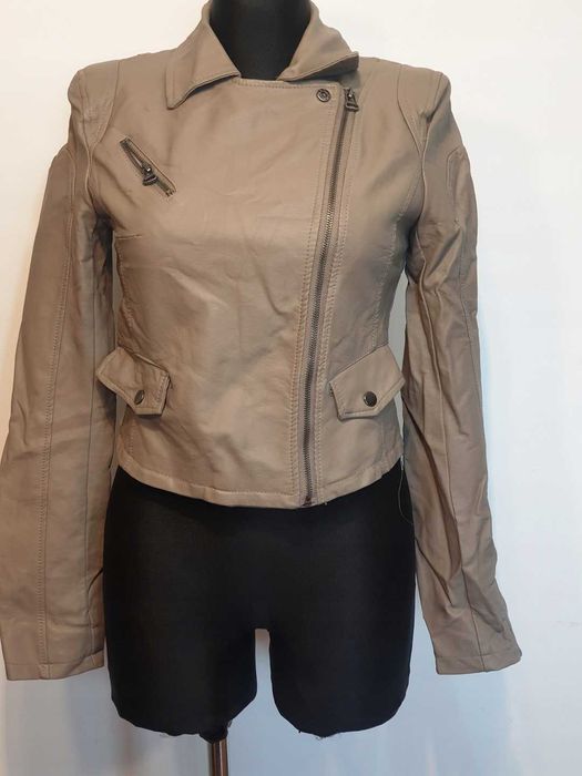 466 Nowa Ramoneska z syntetycznej skóry r.S flamant rose