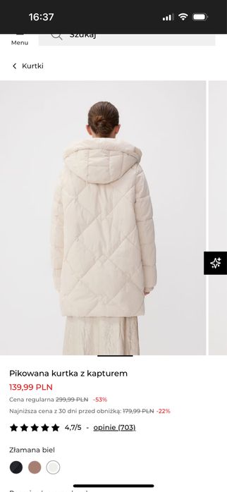 Kurtka puchowa reserved oversize rozmair XS