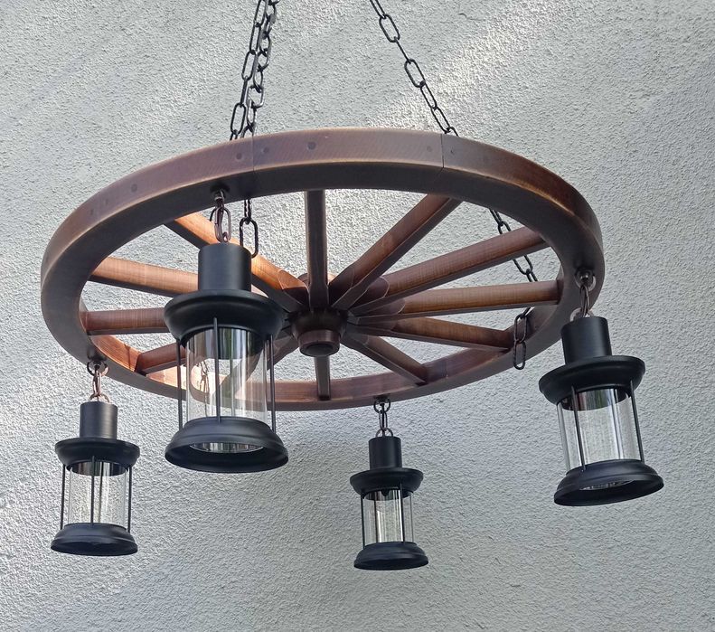 Koło drewniane Koło wozu 71 cm lampa do altany salonu