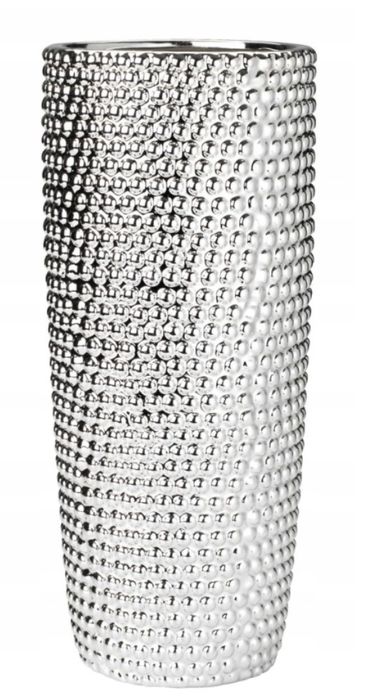 Piękny srebrny wazon wysoki Glamour ceramiczny