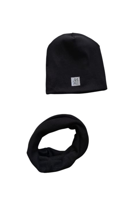 Komplet chłopięcy czapka komin wiosenny jesienny czarny nowy obwód 50