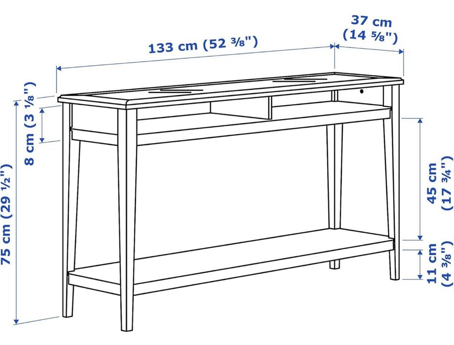 Consola branca, 133x75x37