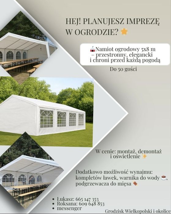 Wynajem Namiot imprezowy  pulteram  Urodziny 18 poprawiny komunie