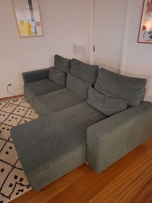 Sofá-cama chaise longue verde, 270 cm