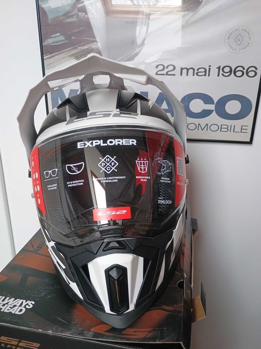 Kask LS2 model MX701 ALter black-white rozmiar S komplet NOWY OKAZJA
