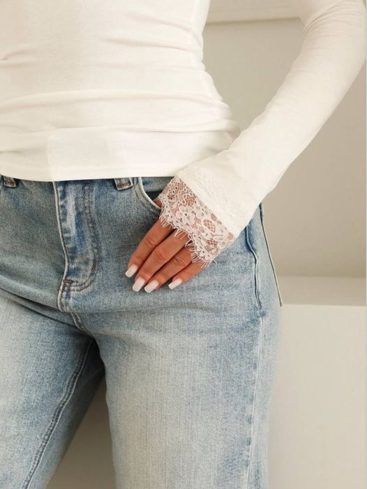 Лонгслів з віскози з мереживом, 42-52 розмір