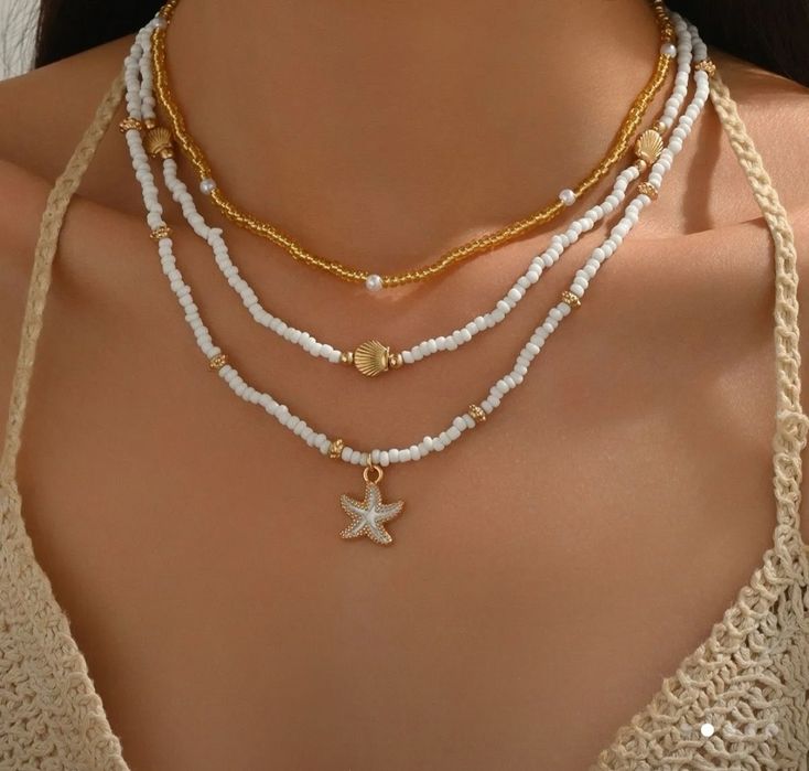 Чокер - Намисто 3шт, цепочка,підвіска мушля