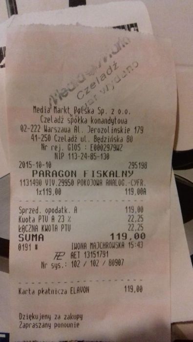 Antena do TV wewnętrzna/pokojowa