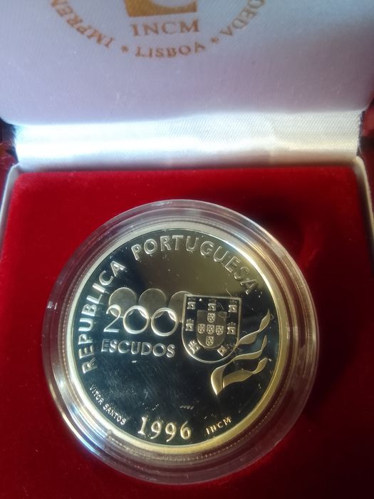 Moeda de prata prof de duzentos escudos do ano 1996 xxlv jogos olimpic