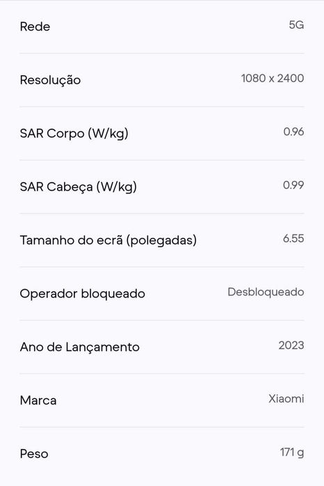 Telemóvel Xiaomi 13 lite