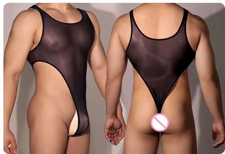 Męskie Przeźroczyste Body z Siateczki STRINGI