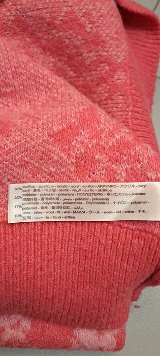 Sweter Zary różowy w kwiaty rozm. S oversize, 10% wool