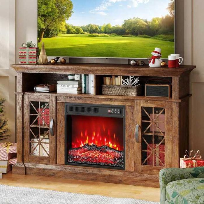 Mocny elektryczny kominek pilot 7 efektw płomieni