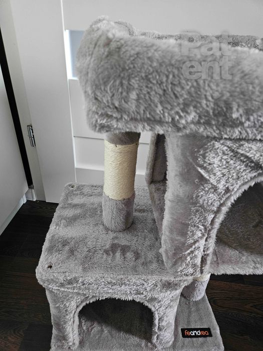 Drapak dla kota kompaktowy 67 cm szary domek słupek legowisko