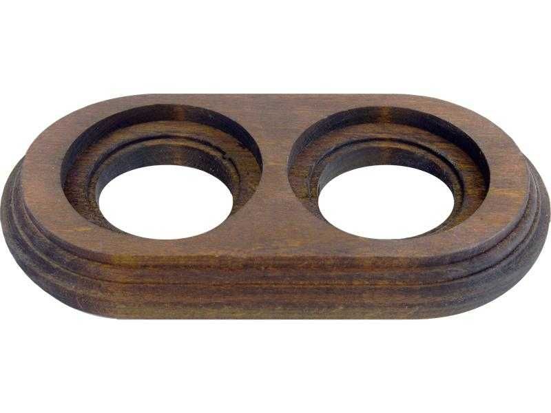 RETRO ramka podwójna NATYNK+adaptery do montażu Ciemne Drewno LOFT PRL