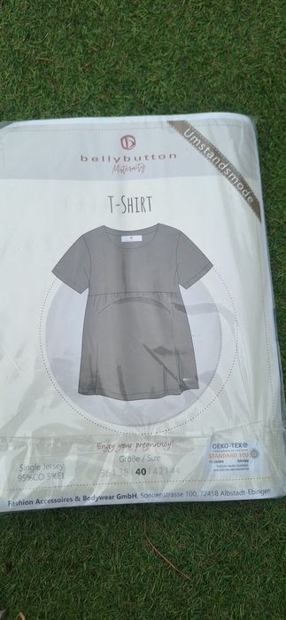 Bluzka t-shirt ciążowa damska firmy Bellybutton rozmiar 40 koloru szarego na krótki rękaw