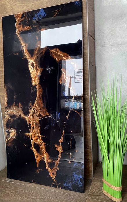 CZARNE płytki 120x60 WYSOKI POŁYSK złoto niebieski gat. 1