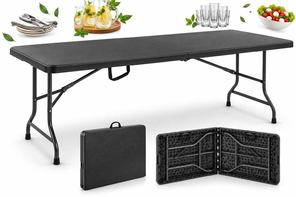Stół cateringowy składany 180 cm BALI BLACK – bankietowy, ogrodowy