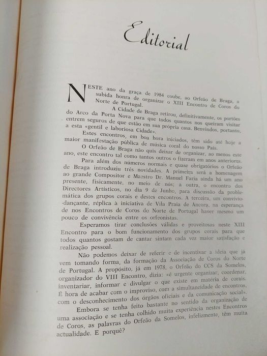 Folheto alusivo ao XIII Encontro de Coros do Norte de Portugal - Braga