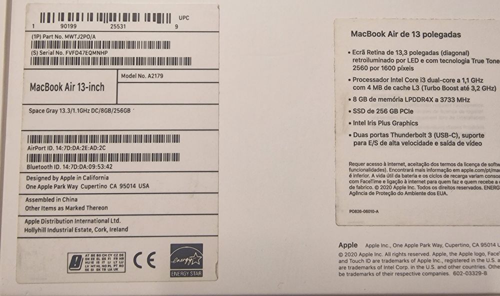MacBook Air 13 polegadas
(