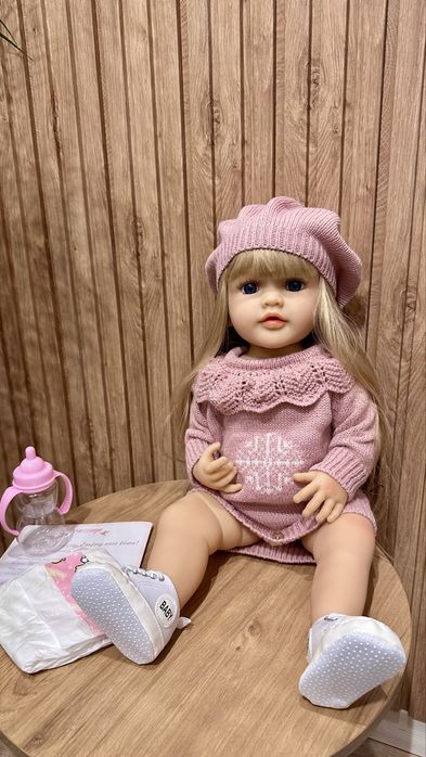 Лялька реборн з аксесуарами, висота 50 см, прошите волосся, в коробці