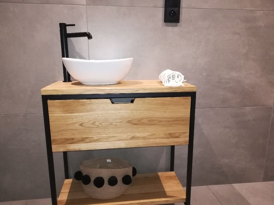 Szafka pod umywalkę, dębowa loft, konsola loft do łazienki