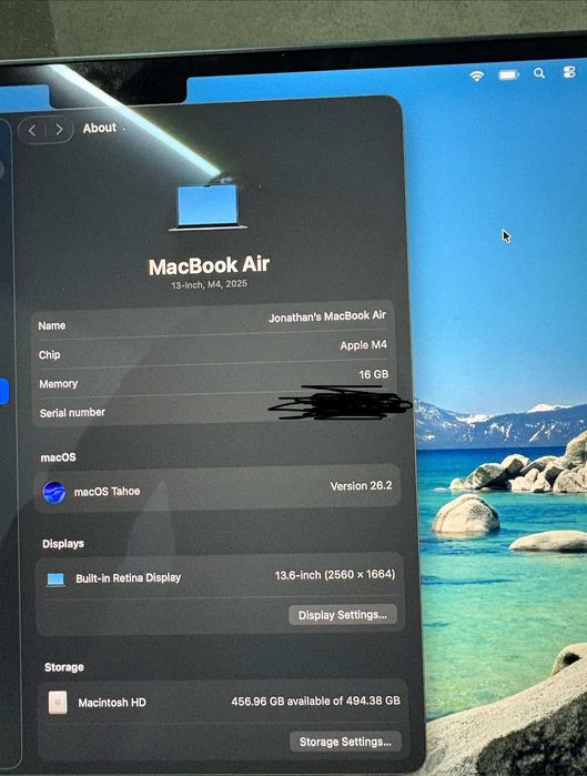 MacBook Air 13-inch, M4, 2025, 16GB Memory