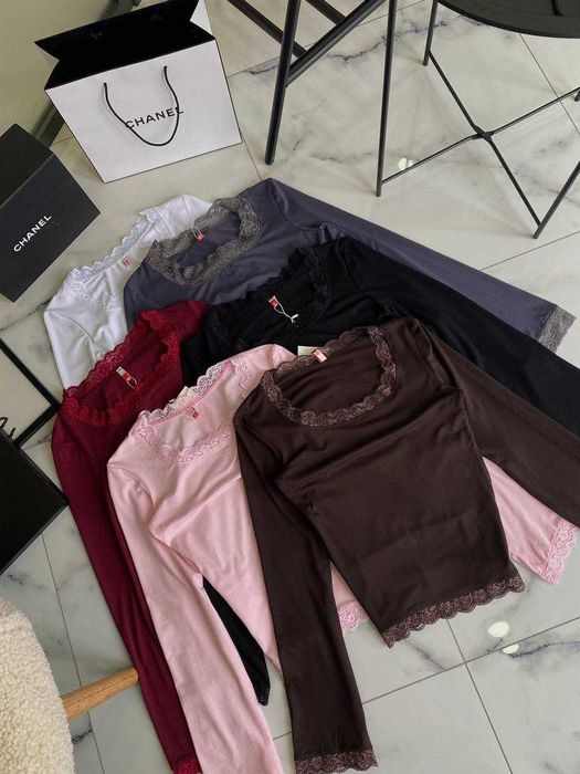 лонгслів з італійським мереживом (натуральна віскоза) лонг лонгслив