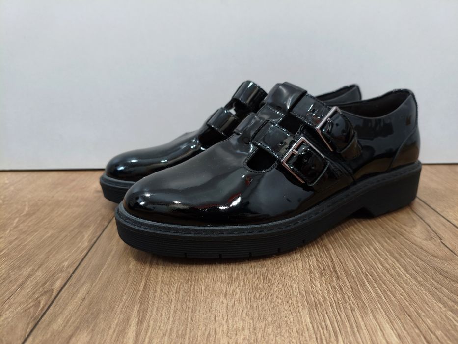 Buty Clarks półbuty damskie skórzane czarne 39,5 25,5cm