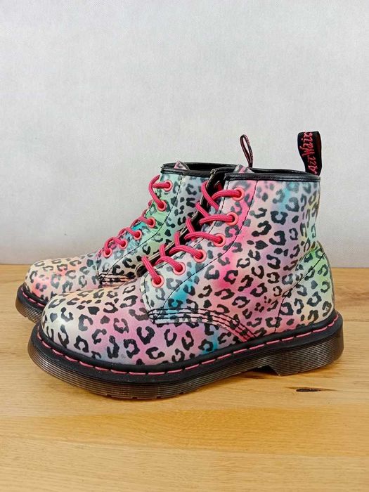 Dr Martens Rainbow Leopard 101, skóra naturalna, glany damskie, rozmiar 37