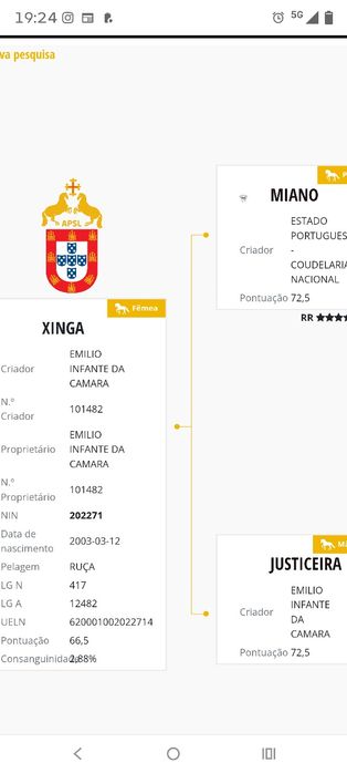 Égua Lusitana  Pontuada