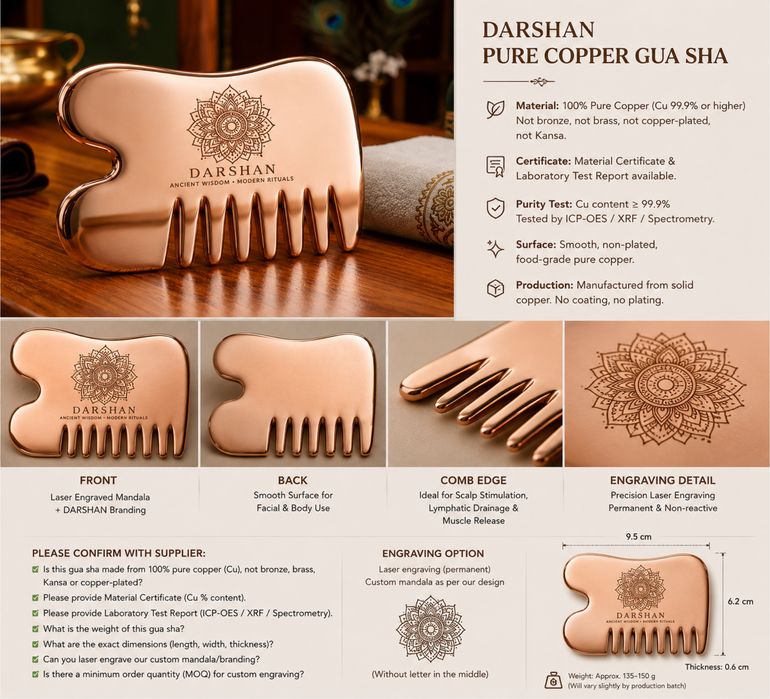 Gua Sha em Cobre Puro – Pré-Encomenda