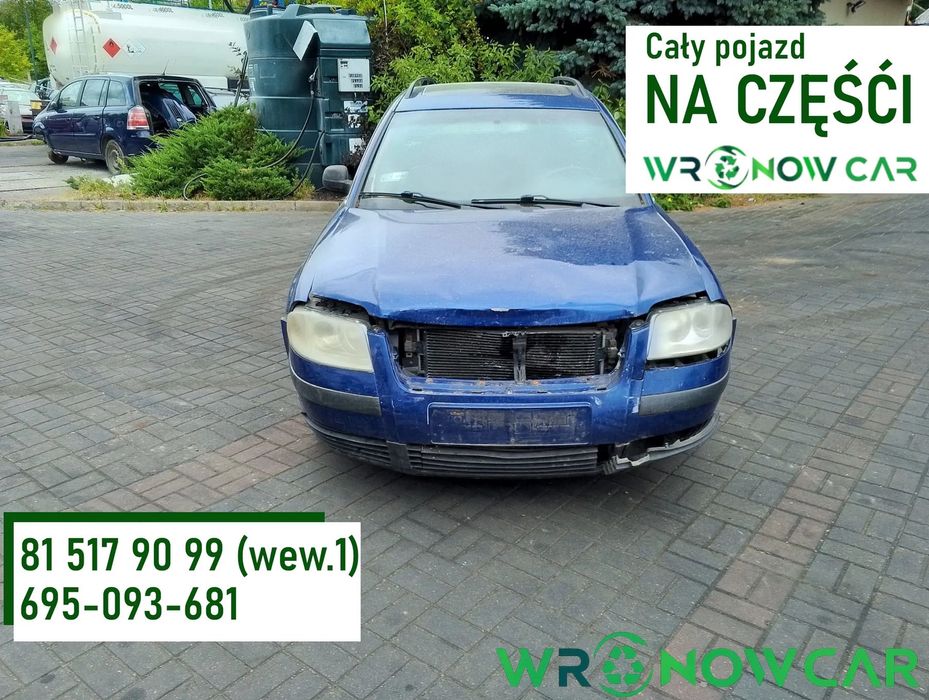 Volkswagen Passat B5 FL (00-05r.) 1.9 TDI 130KM. Silnik AWX Skrzynia FRK/ELN/DQS/FRF lakier C5X LC5X 8J.Cały na części. GWARANCJA !!!  Przód Tył Zestaw Komplet Drzwi Klapa Zderzak Błotnik Maska Grill Atrapa Szyba Pas Lampa Lusterko Boczki Fotel Kanapa Kok