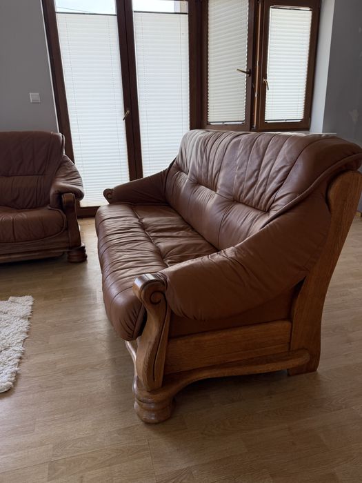 Zestaw wypoczynkowy, skórzany