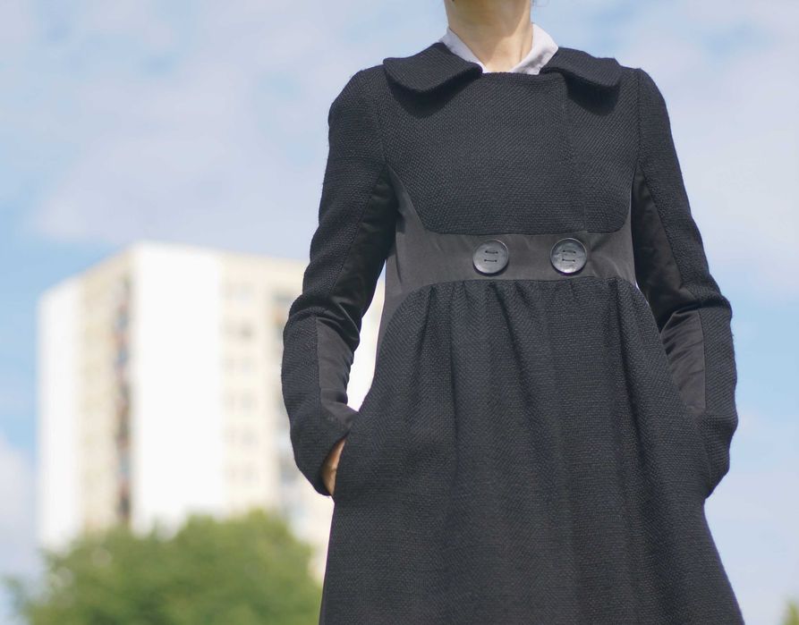 płaszcz wełniany Giambattista Valli xs czarny midi