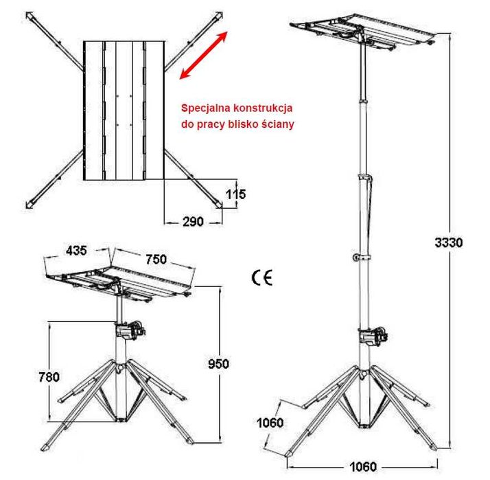 Wypożyczalnia Podnośnik Elektryczny Winda do klimy PILOT h=5m Wynajem