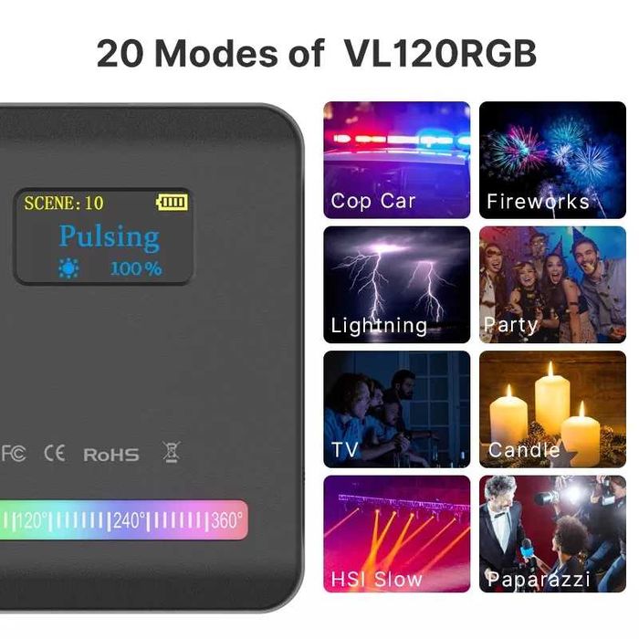 Lampa fotograficzna Ulanzi VL120 KOLOR CZARNY