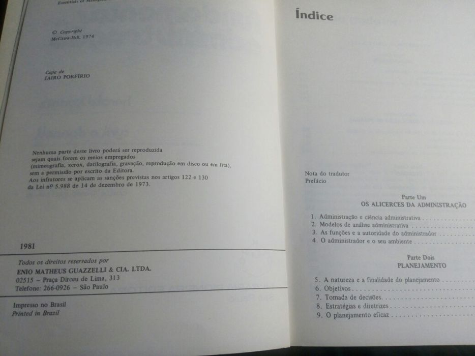 Fundamentos de administração de 1973