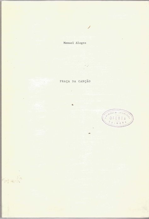 Manuel Alegre - Praça da Canção (dactiloscrito) [poesia] Portes Grátis