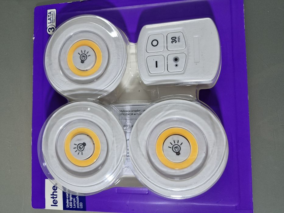 Lethe Lampki LED Podszafkowe na Baterie Samoprzyepne 3 szt. + Pilot
