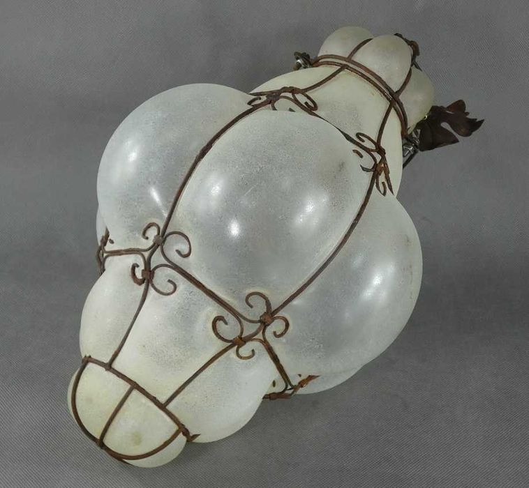 Duża UNIKATOWA Lampa wisząca metal szkło - MURANO żyrandol