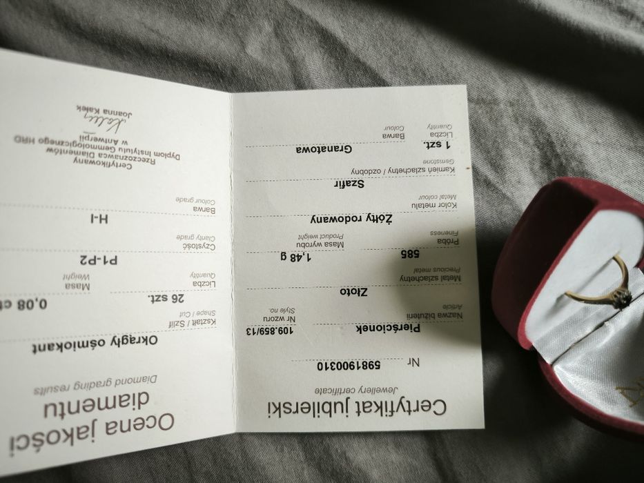 Pierścionek zloty próba 585