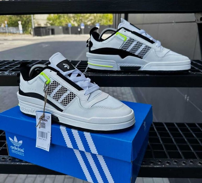 Мужские кроссовки Адидас белые кожаные Adidas натуральная кожа