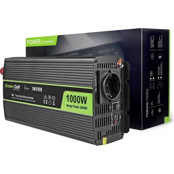 Inversor onda pura Green Cell 1000w (2000w pico) 12V 230V