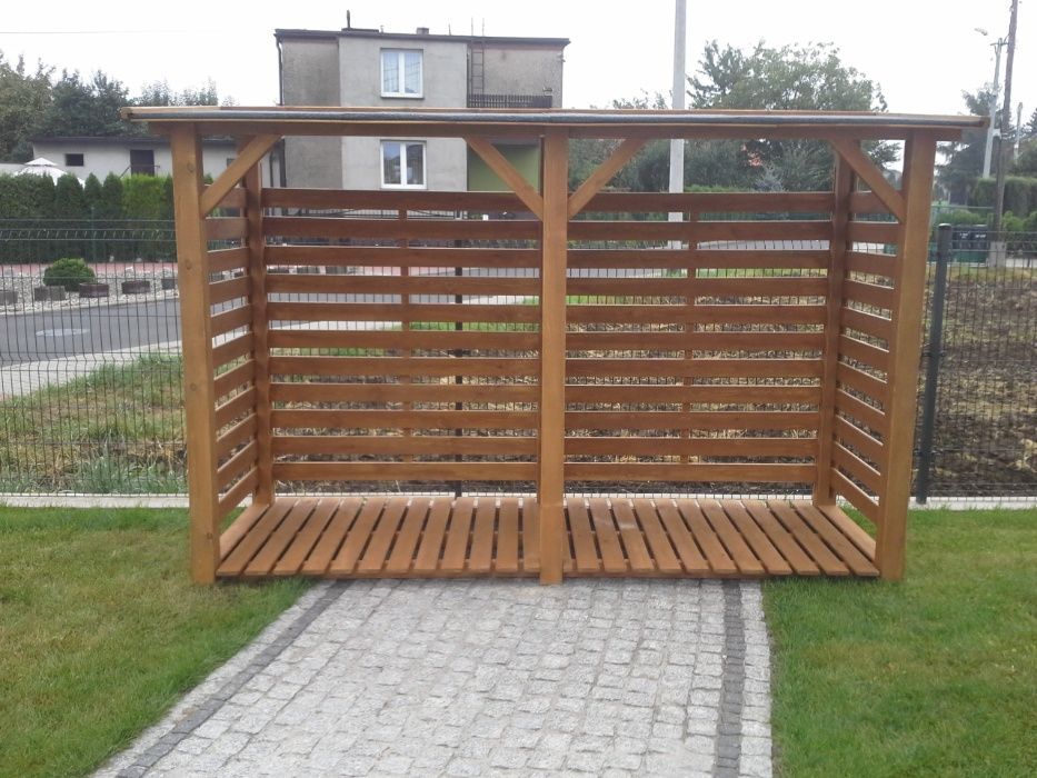 Drewutnia poszerzana 3,14 x 0,8m z dachem prostym jednospadowym