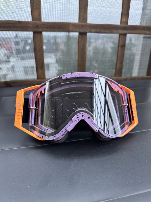 Gogle PIT Viper brapstrap, szyba clear fiolet enduro